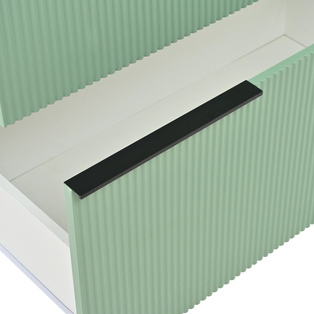 Mobile sottolavabo da bagno con lavabo in ceramica, 2 cassetti, in MDF, verde, con maniglie e piedini in metallo