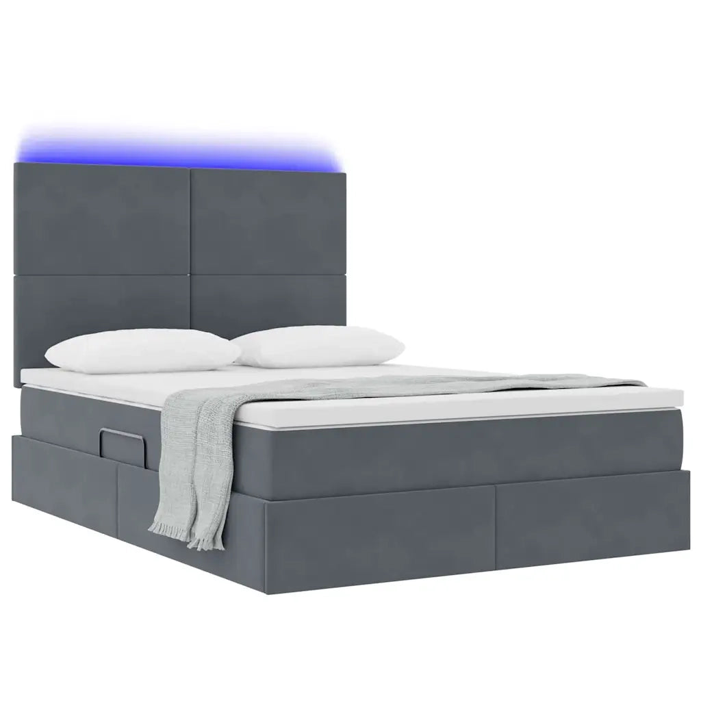 Letto con contenitore LED e materasso Grigio Scuro 140 x 200 cm