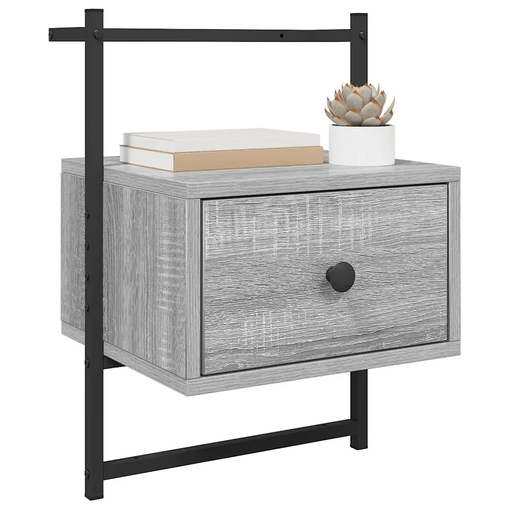 Comodino a Muro Grigio Sonoma 35x30x51 cm Legno Multistrato 833449