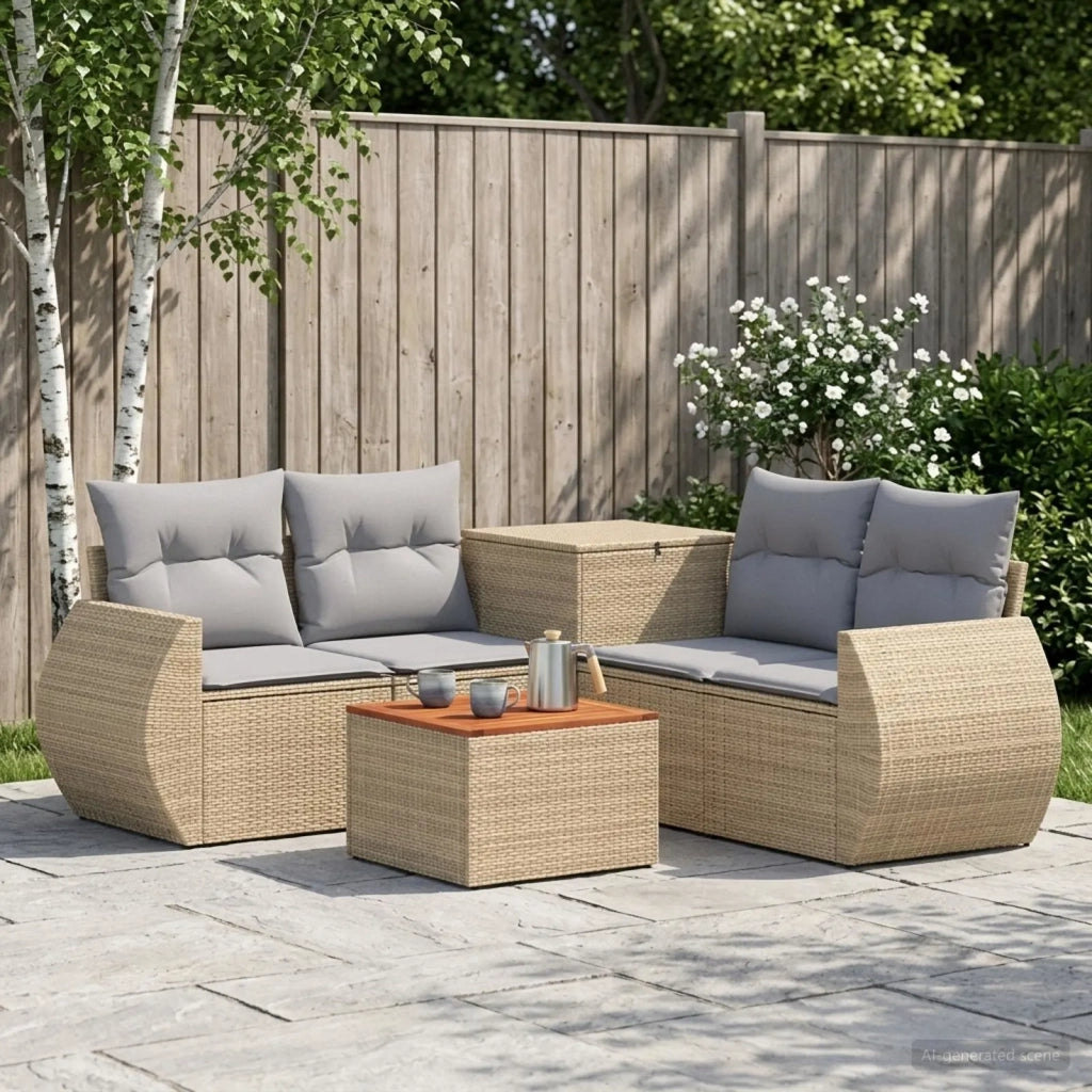 Set di divani 6 pz Beige e Grigio Chiaro 3447527