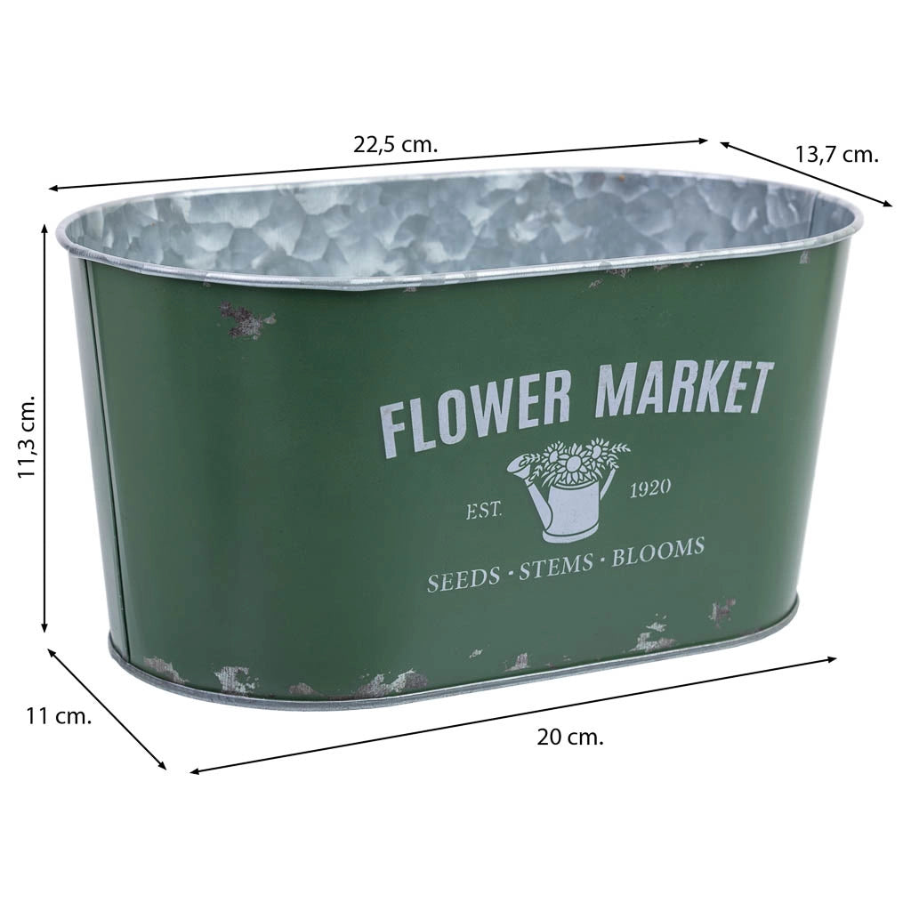 Cestino in metallo verde 22,5x13,7x11,3 B20x11