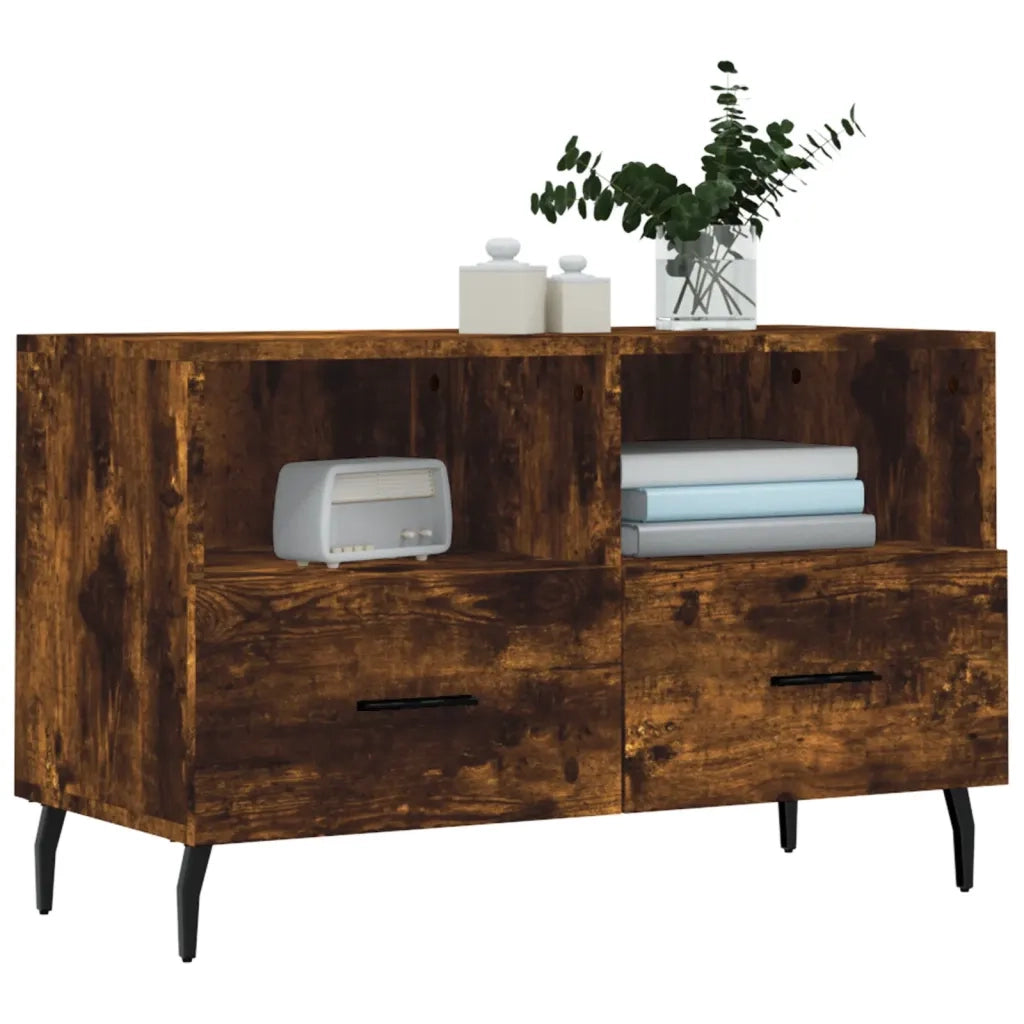 Mobile Porta TV Rovere Fumo 80x36x50 cm in Legno Multistrato 828993