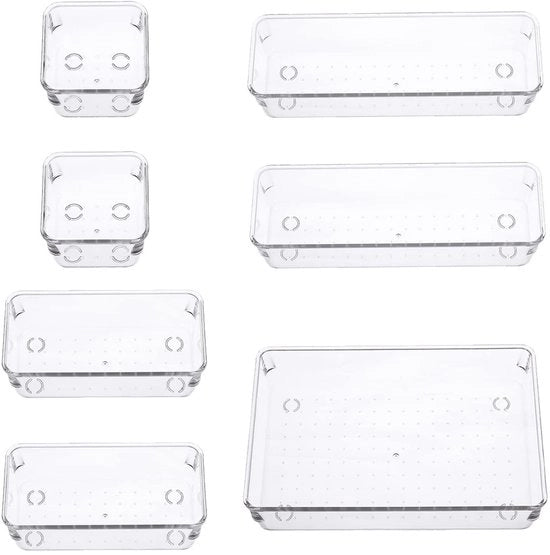 Organizzatore di carrello - 7 posizioni con tacche PS - organizzatore di cosmetici - organizzatore di tavolo da toeletta - può essere utilizzato in camerino, cucina, bagno, ufficio, tavolo da toeletta - cassettiera trasparente