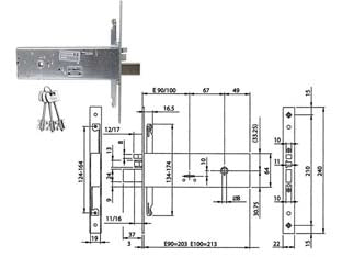ELETTROSERRATURA TRIPLICE DA INFILARE PER FASCIA D/MAPPA MM.64 H 96391- - mm.100 (963910102) - 1 pezzi ISEO