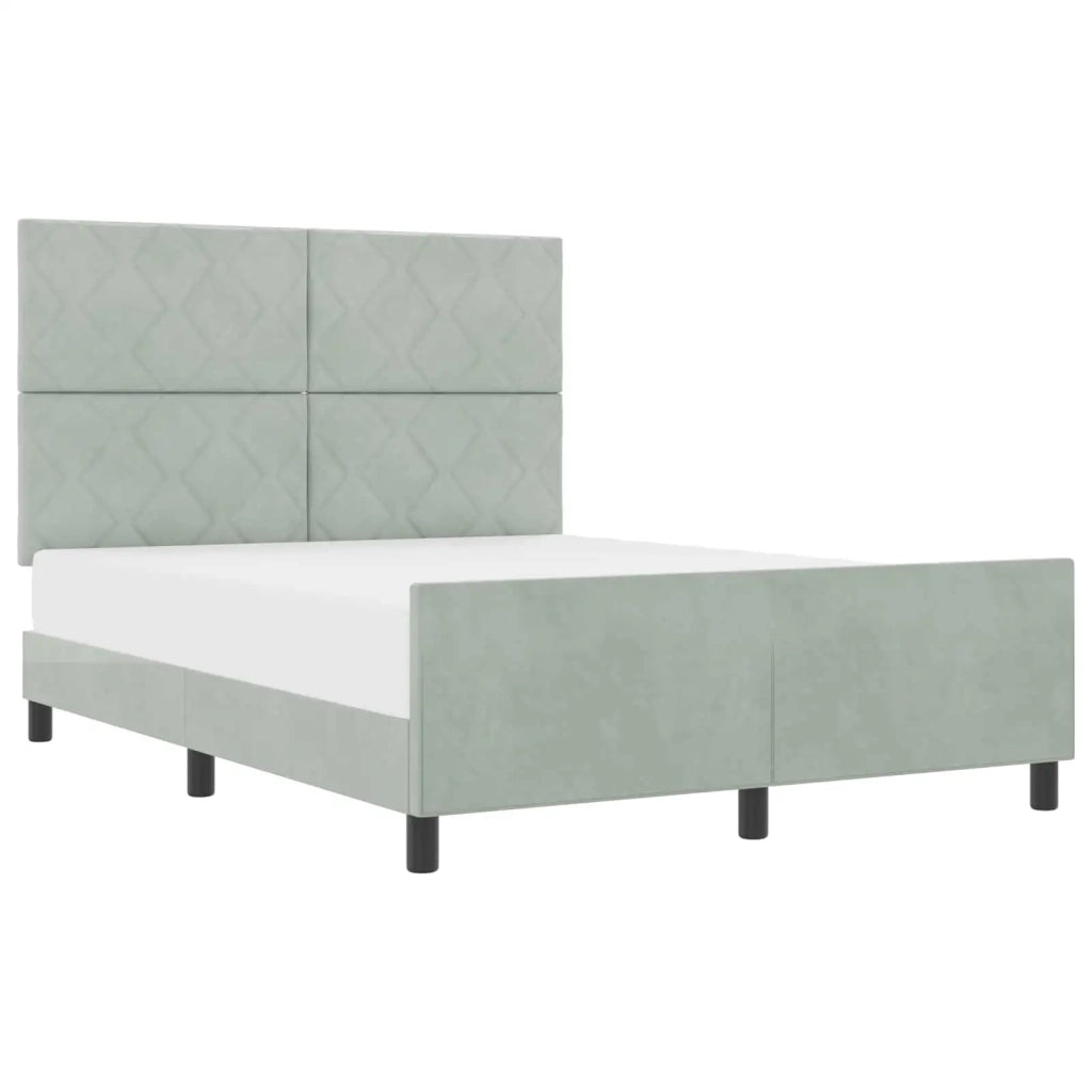 Letto a molle con testiera-Rete con Testiera Grigio chiaro 140 x 190 cm Velluto 684815