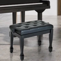Sgabello Panca per Pianoforte con Altezza Regolabile 45-55cm, in Legno e pelle PU Nera