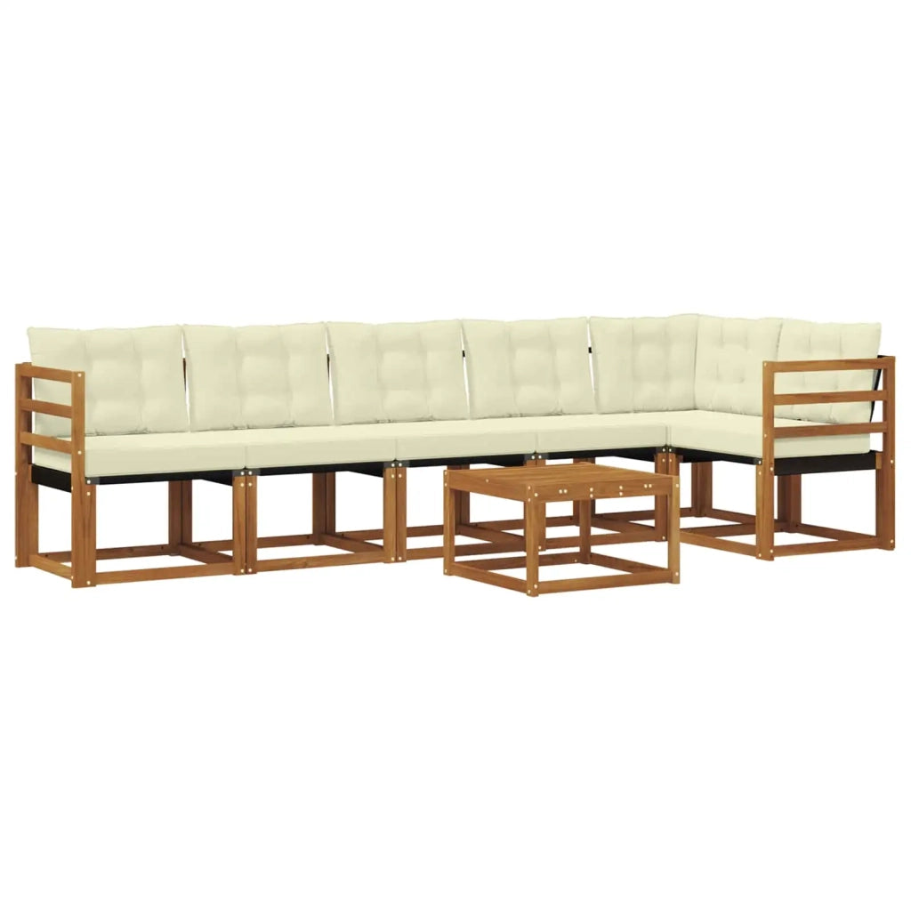 Set di divani da esterno con cuscino 7 pcs Naturale e Crema