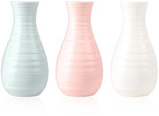 Decorazione da Tavolo a Forma di Vaso - 3 Pezzi - Aspetto Ceramico - Contenitore per Fiori - Leggero - Materiale Sostenibile - 20 cm di Altezza - Vaso per Fiori