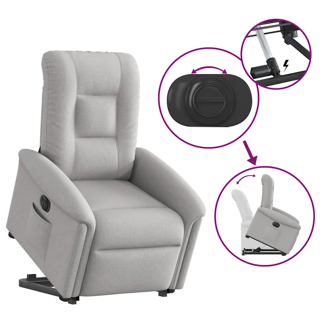 Poltrona Alzapersona Reclinabile Elettrica Grigi Nuvola Tessuto 3303283