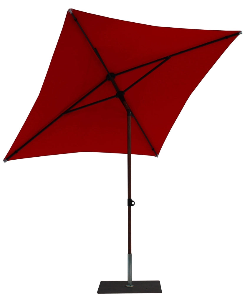 Ombrellone da Giardino 2x2 m Palo Ø38 mm in Alluminio Effetto Legno Tessuto Poliestere Trend Wood Rosso