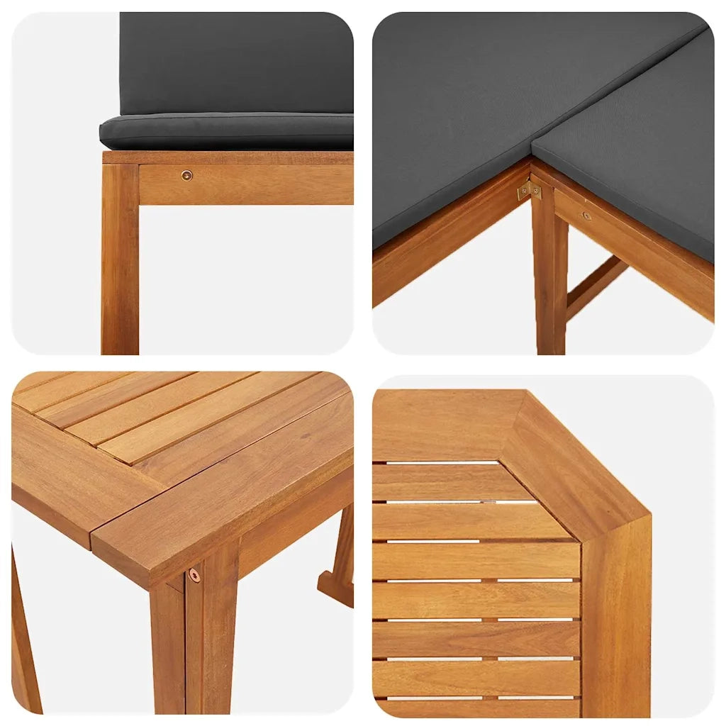 Set Bistro da Giardino 3 pcs Marrone Legno di Acacia Massello 3329112