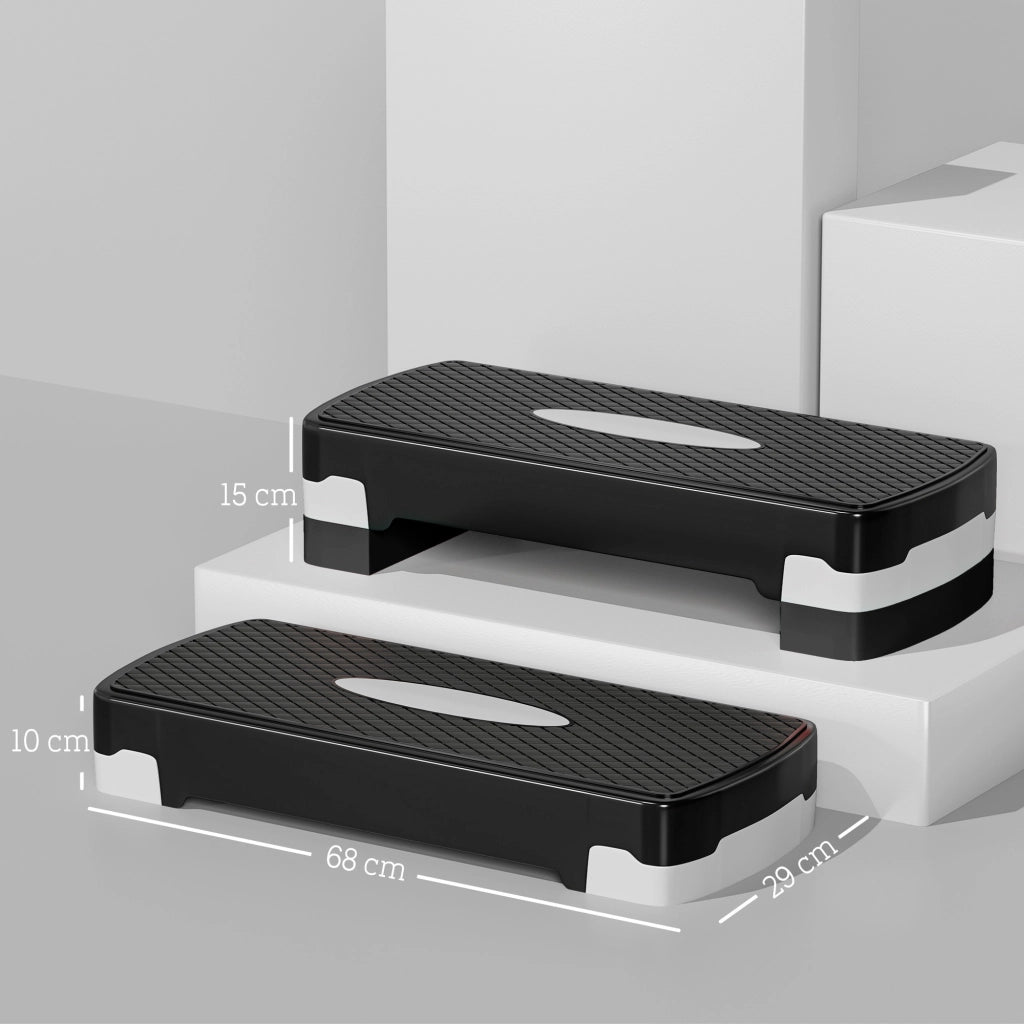 EasyComfort Stepper Fitness Casa, Step Fitness con Altezza Regolabile 10-15 cm, con Strato Antiscivolo, Pedana Step Fitness Casa per Allenamento a Palestra, 68x29cm, Nero e Grigio