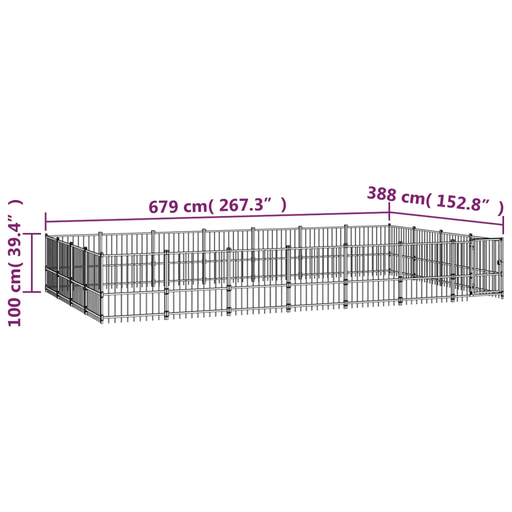 Gabbia per Cani da Esterno in Acciaio 26,35 mÂ²