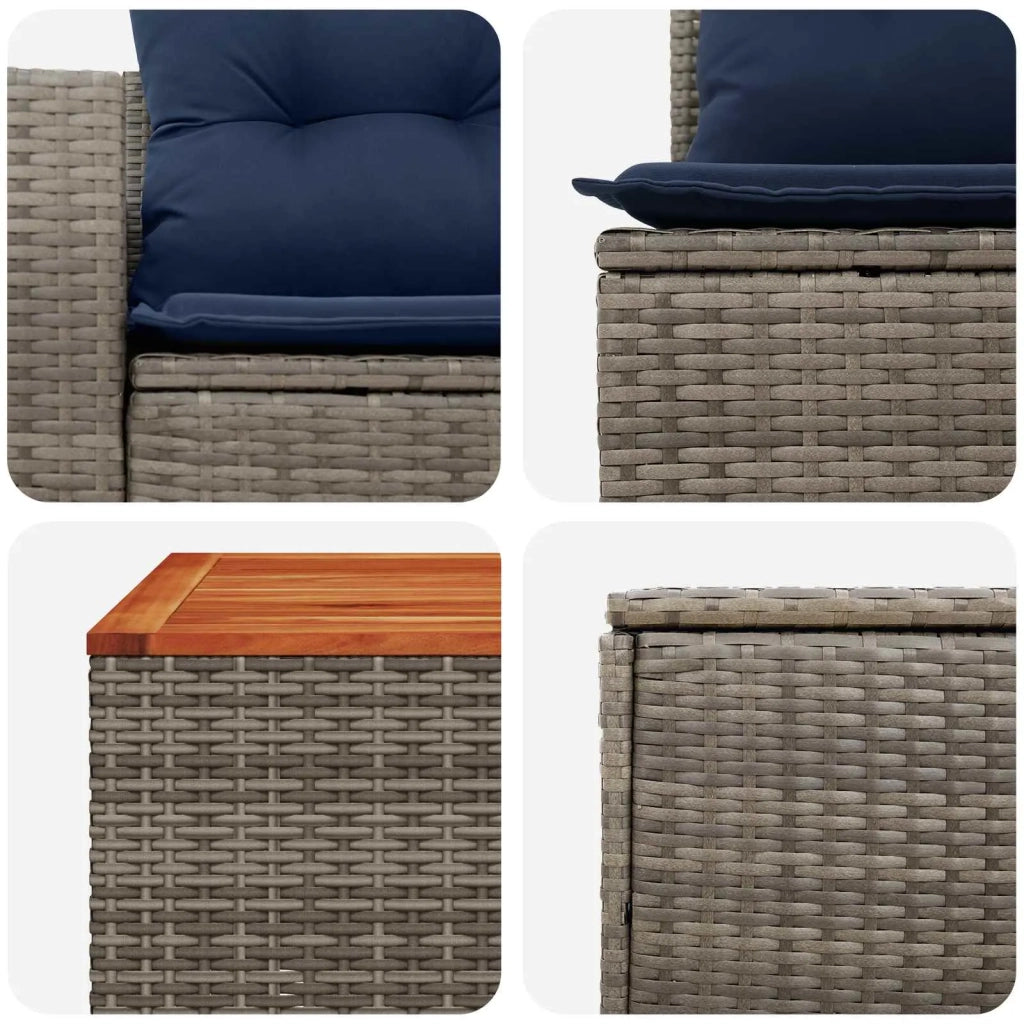 Set di divani 8 pz Grigio e Blu Navy Rattan sintetico e Acciaio 3448443