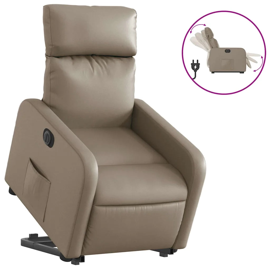 Poltrona | Sedia Relax Alzapersona Reclinante Elettrica Cappuccino Similpelle