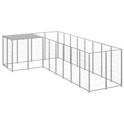 Recinto per animali da esterno per cani in acciaio color argento 6,05 m² 02_0000293