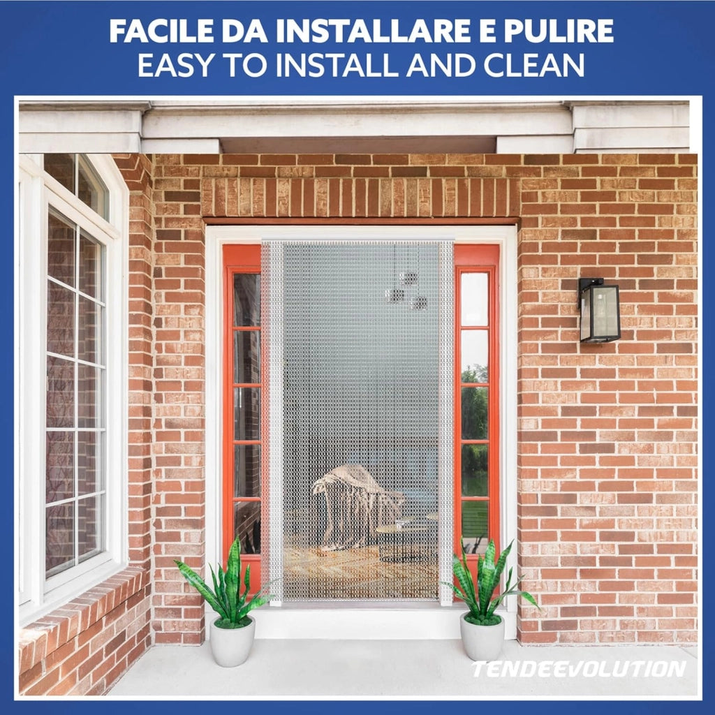 Tenda Catena Antimosche Alluminio Argento | Largh. 0,80m x Alt. 2m | Protezione Insetti, Porta, Esterno, Interno, Casa, Ufficio