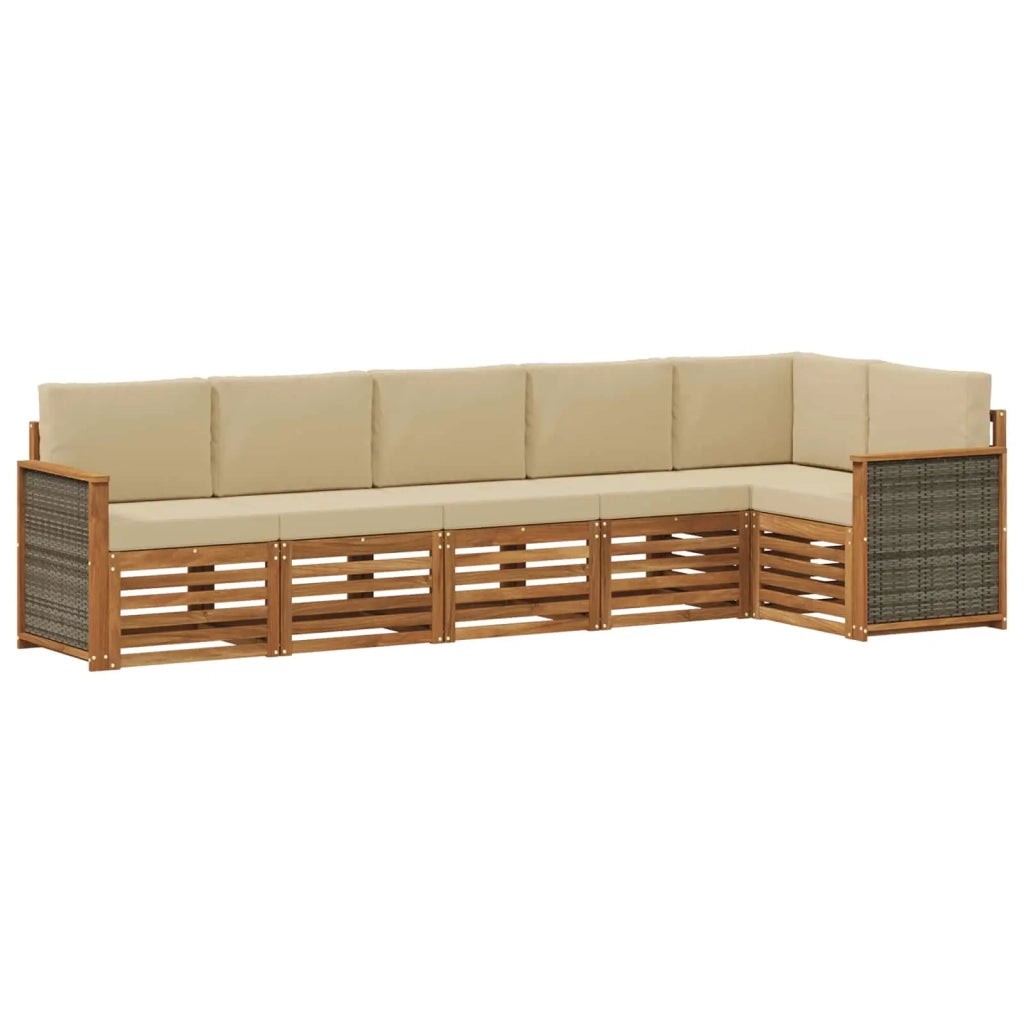 Set divano sezionale con cuscino 5 pcs Naturale