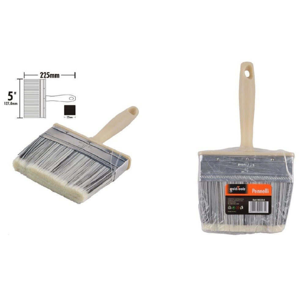 Trade Shop - Pennello Pittura 5" Da 225 Mm Pennellessa Per Soffitto Pareti Imbianchino 90284 -