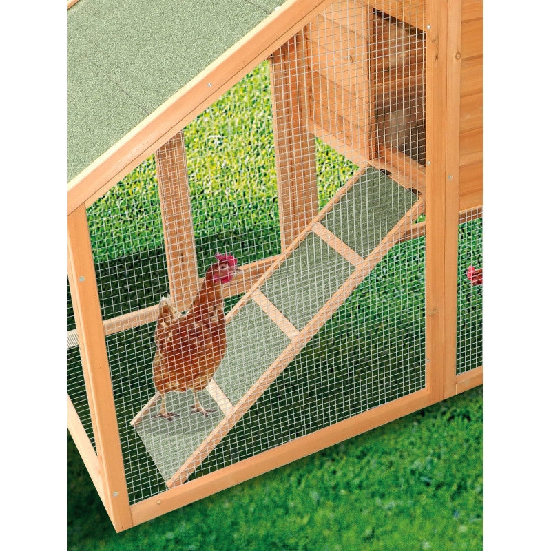 Pollaio da giardino in legno 227x94 cm – per 5-8 galline – pareti 10 mm con voliera e zona notte – PO2309 Foresta