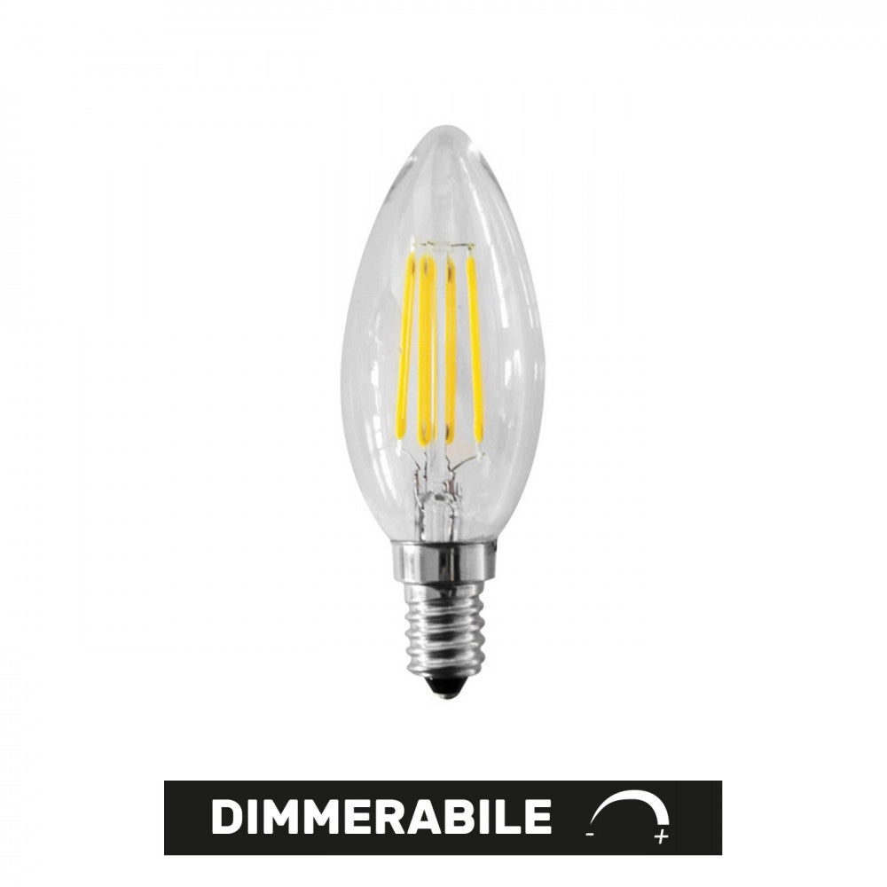 Alca power c35 6w 220v 650lm 4000k e14 lampada oliva a filamento dimmerabile a led