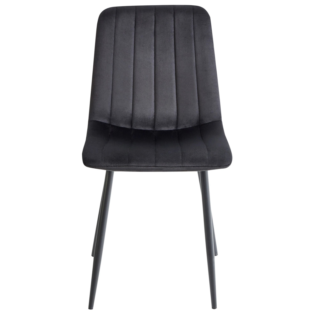 Set di 4 sedie da pranzo in velluto nero Gambe in ferro stile moderno
