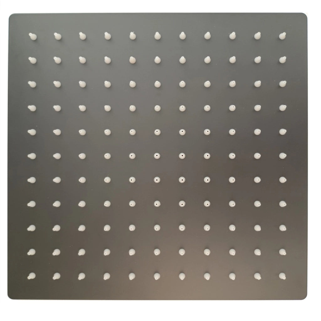 Soffione doccia quadrato 20x20 25x25 in acciaio inox nero opaco, misura 25x25