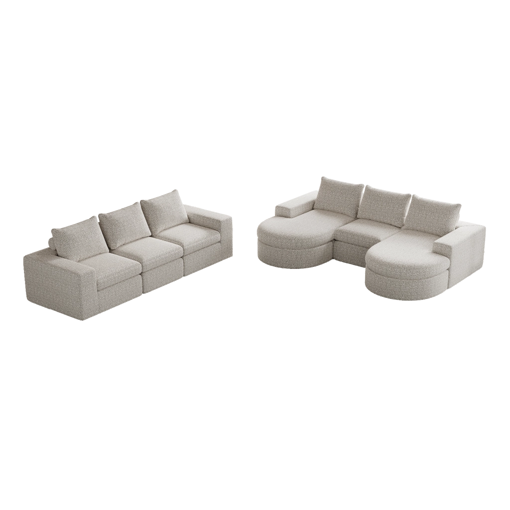 Divano Angolare Modulare con Chaise Longue ¨C MINIMAL ¨C Chenille, 2 Posti