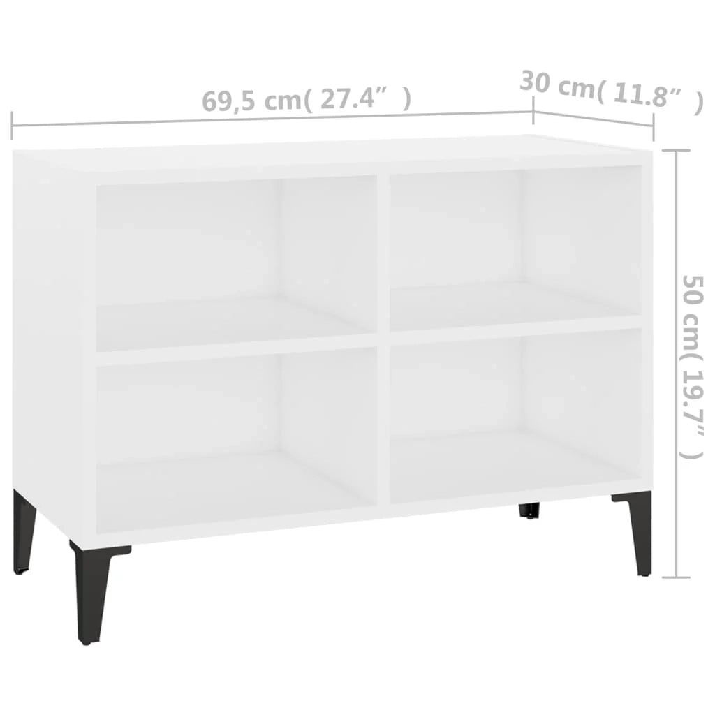 Mobile TV multimediale scaffale TV credenza mobile TV per sala da pranzo soggiorno camera da letto con gambe in metallo 69,5 x 30 x 50 cm bianco 02_0026861