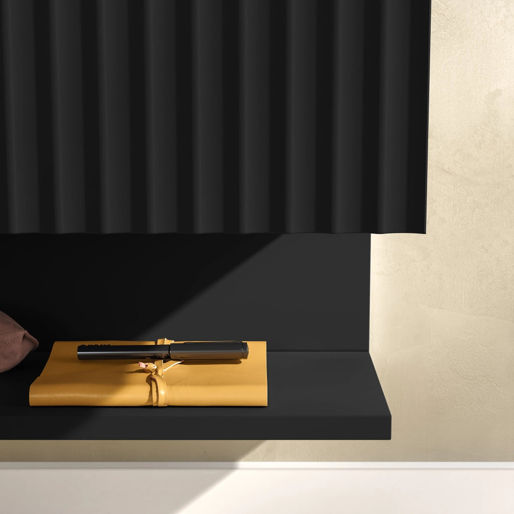 Comodino Sospeso da Parete Nand con Cassetto e Ripiano 42x30x30 cm Nero [en.casa]