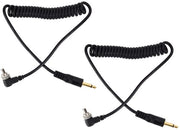 Cavi di sincronizzazione 2 pezzi - 3,5 mm ingresso maschile - cavo avvolto 30-80 cm - materiale plastico/lega - per fotocamere digitali - cavo sincronizzazione per flash