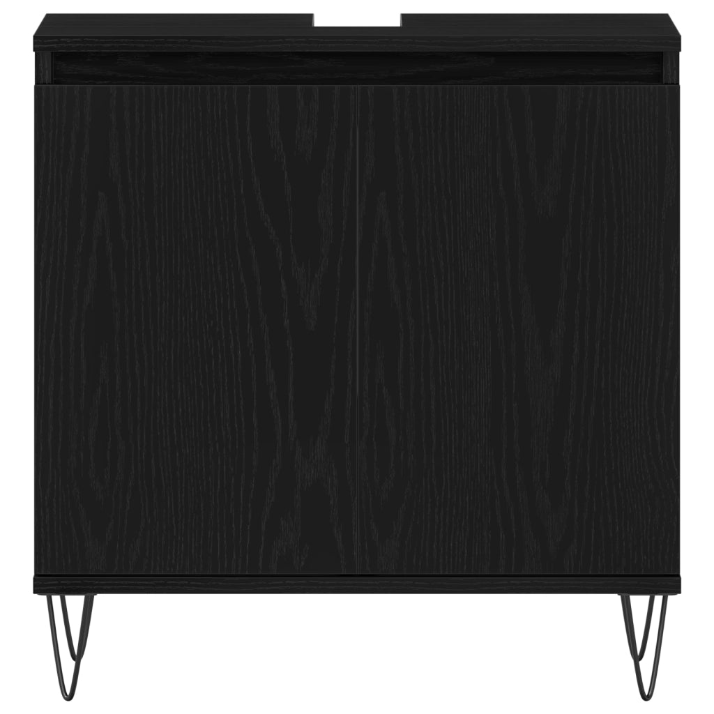 Set Mobili Bagno 3 Pezzi Rovere Nero Legno Ingegnerizzato