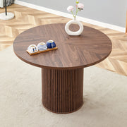 TAVOLO rotondo 100 cm in MDF effetto noce con piano a 4 segmenti