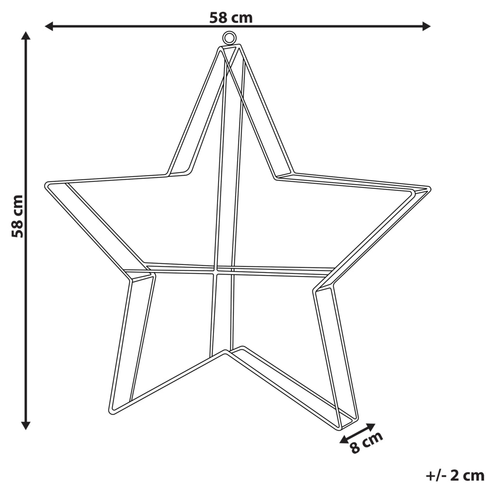 Decorazione da Esterno Natalizia a Forma di Stella in Metallo Nero con Luci LED 80 cm