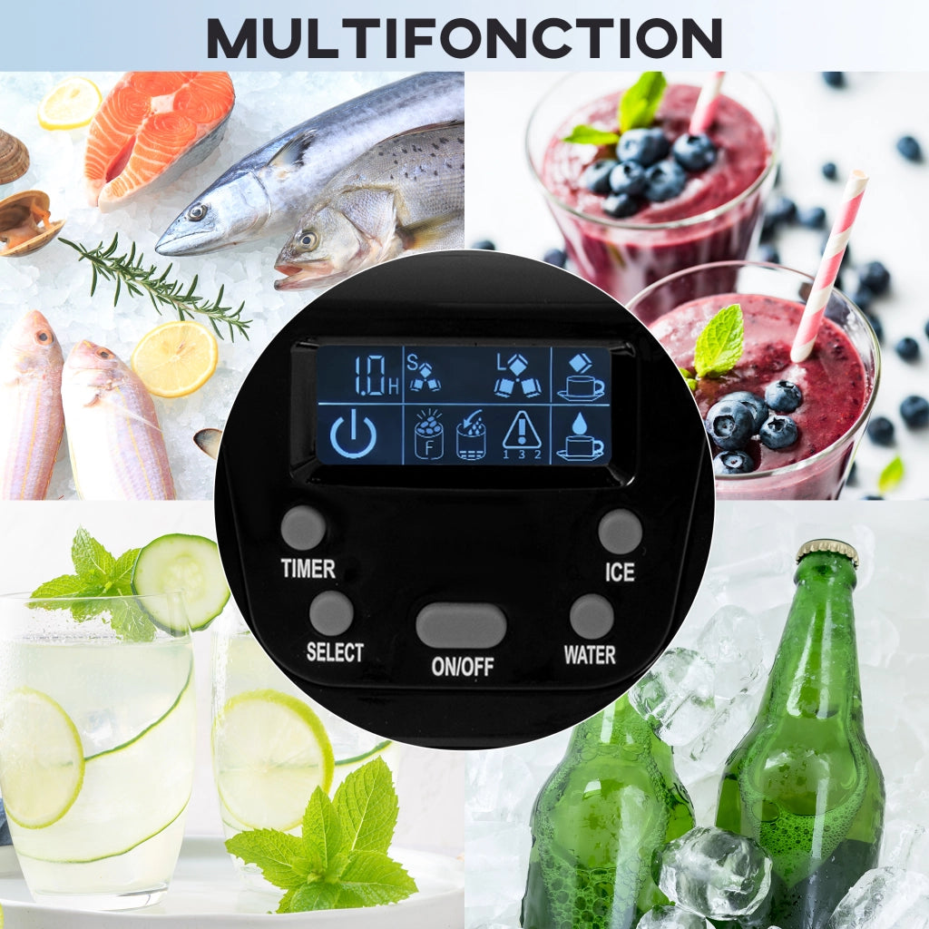 Macchina del ghiaccio con distributore acqua ¨C zephmum ¨C 12kg/24h 9 cubi 6-10 min 25.2x38.9x36.3cm nero