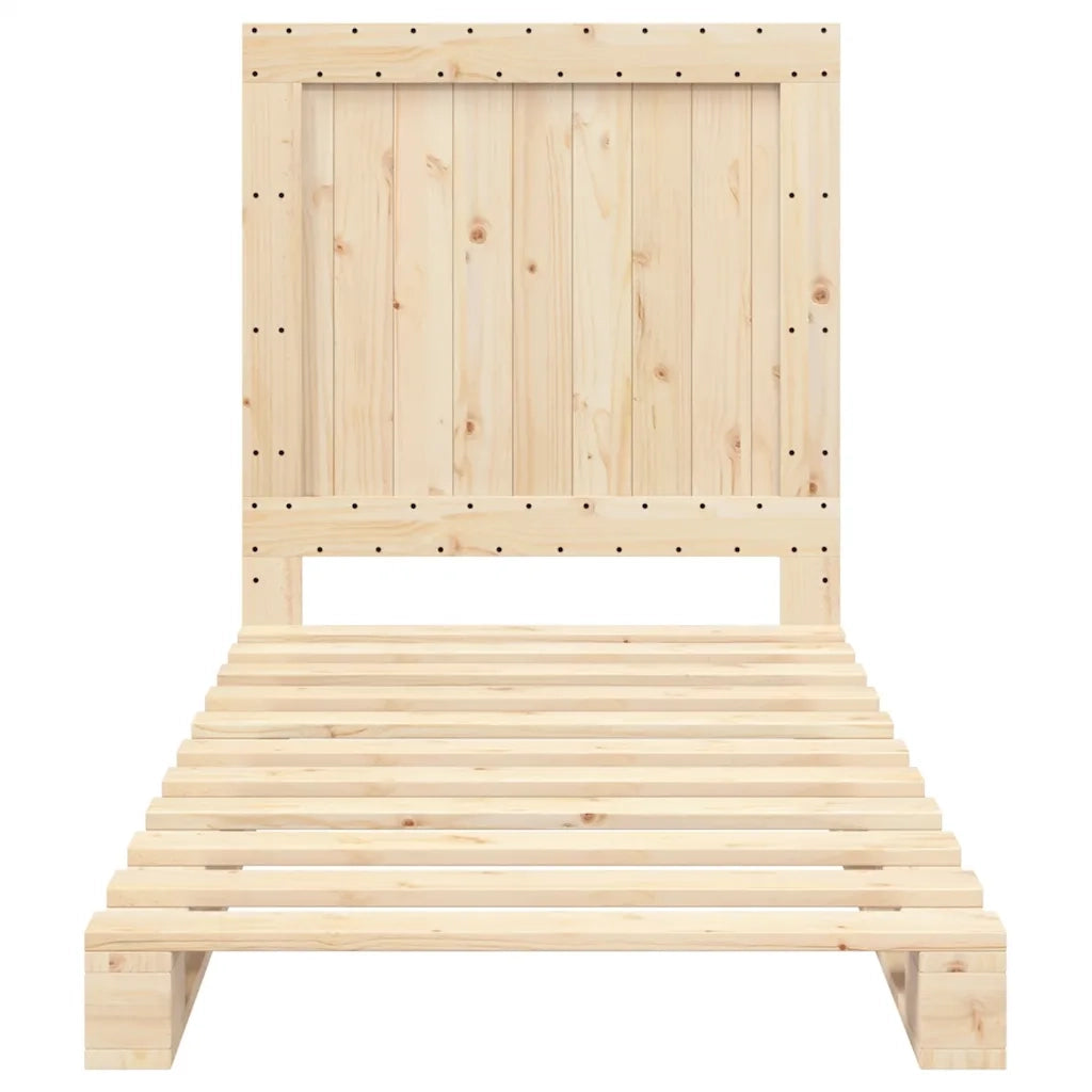 Letto singolo | Letto per adulti | Giroletto con Testiera 90x200 cm in Legno Massello di Pino