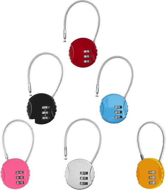Pacchetto con 6 sloti di bagaglio, combinazioni a 3 cifre, piccoli serrature di sicurezza per valigie, serrature a molla per sloti di cavo, cassetti e combinazioni di serrature.