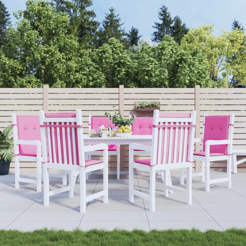 Cuscini per Sedia con Schienale Basso 6 pz | Cuscini per sedie Rosa in Tessuto