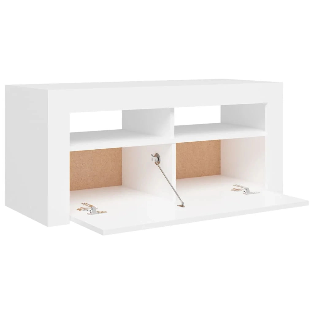 Mobile TV multimediale scaffale TV credenza mobile TV per sala da pranzo soggiorno camera da letto con luci LED 90 x 35 x 40 cm bianco 02_0026622