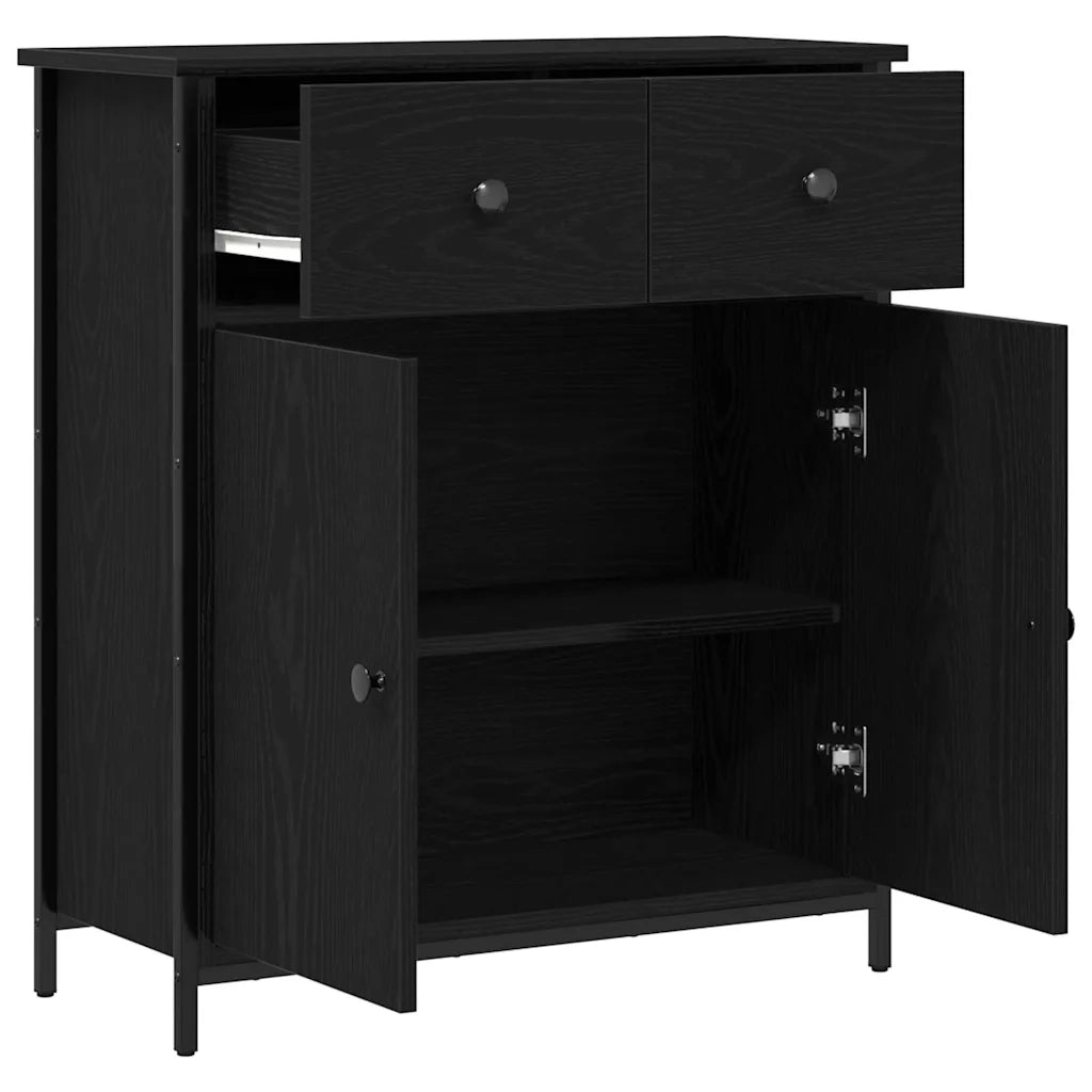 Credenza-Buffet-Armadio da cucina Rovere Nero 70 x 30 x 80 cm Legno multistrato 750208