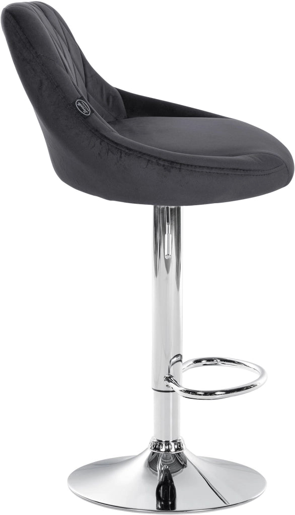 Sgabello da bar Lazio Velvet grigio scuro,cromo