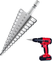 Set di Trapani a Passo per Passo con Rivestimento di Titanio - 4 mm a 32 mm - Adatto per Metallo, Legno e Plastica - Set con Trapani a Snodo