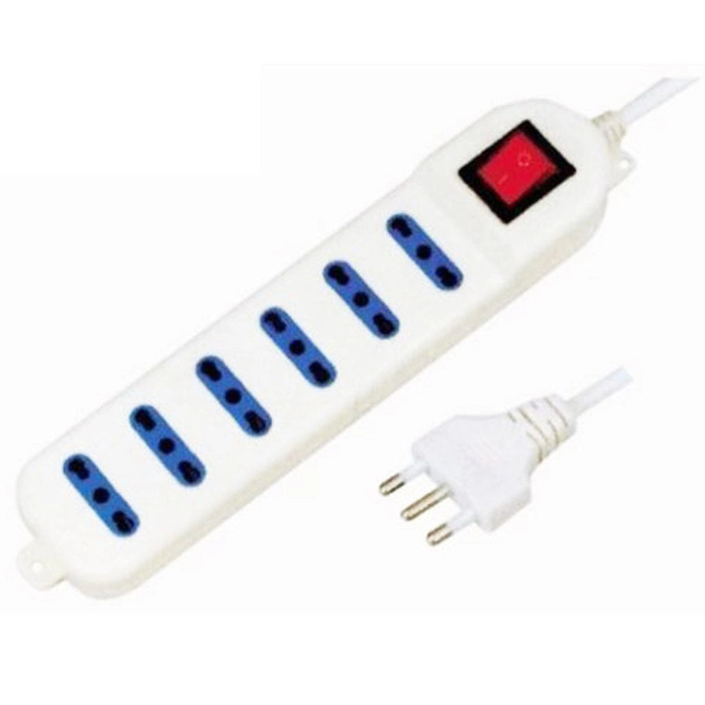 Trade Shop - Multipresa Ciabatta Corrente Elettrica 6 Posti 10/16a Bipasso Con Interruttore -
