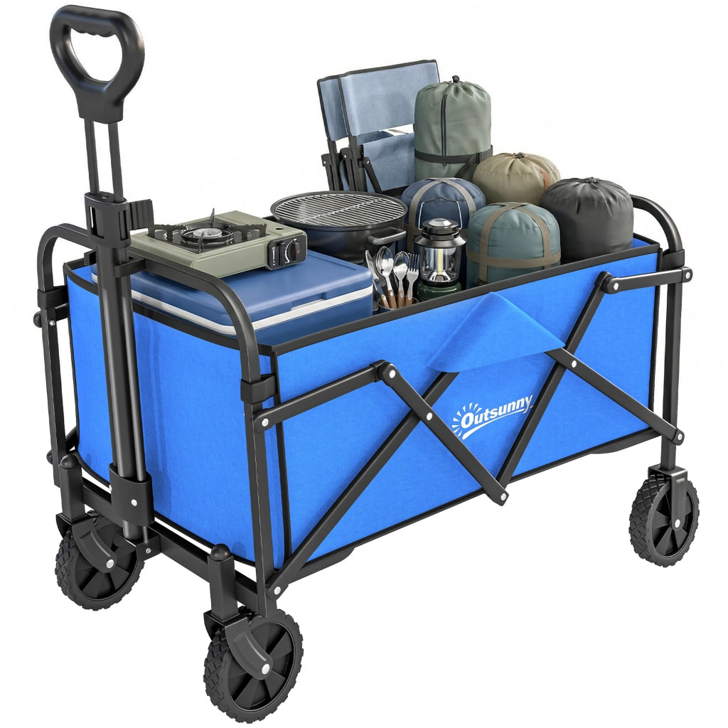 Carrello da Giardino Pieghevole con Ruote ¨C zephmum ¨C 81x45x89 cm Blu