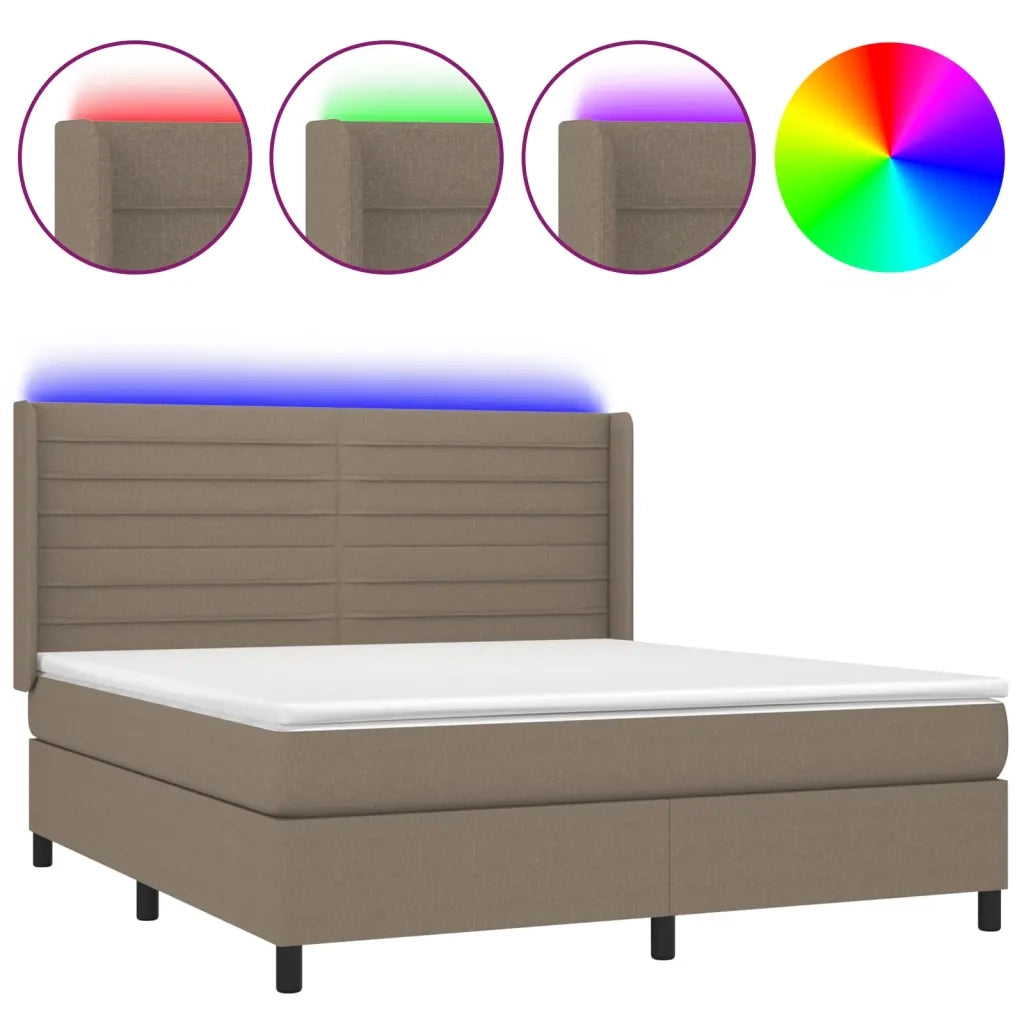 Letto a Molle con Materasso e LED Tortora 160x200 cm in Tessutocod mxl 99323