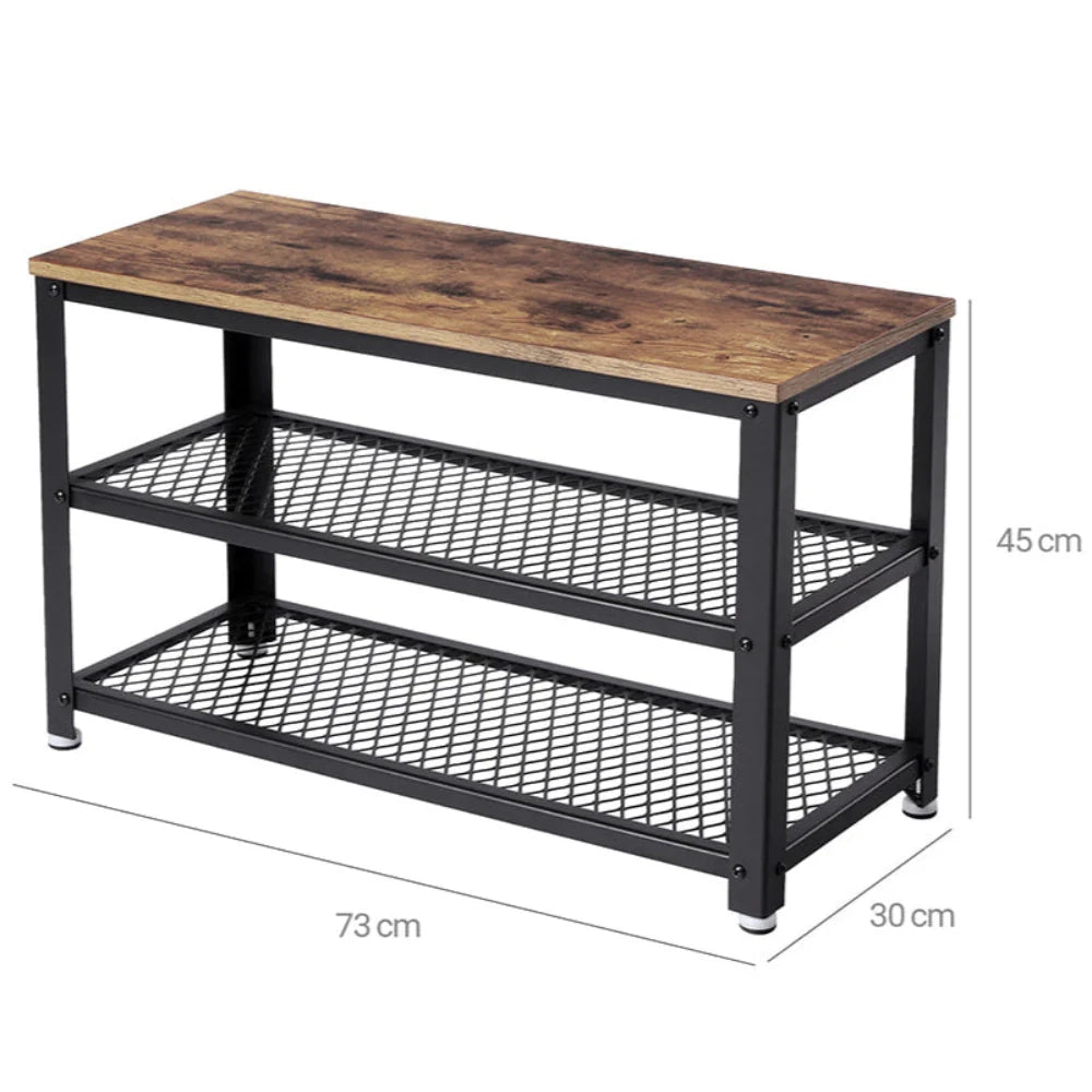 Panca portascarpe in stile industriale 73 x 30 x 45 cm marrone 12_0005845