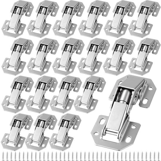 Ferramenta per Finestre 20 pezzi - Funzione Softclose - Acciaio Cuoio - Argento - 77 x 32,5 x 19 mm - Duraturo e Resistente agli Urti - Scharnieri per Finestre