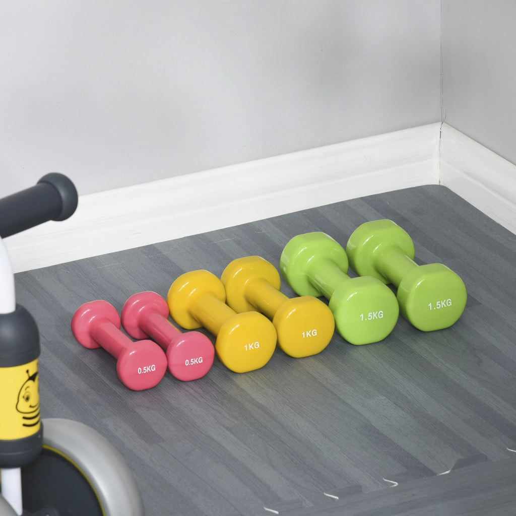 Set 6 Manubri Pesi con Valigetta da 0.5kg 1kg 1.5kg in Acciaio e PU