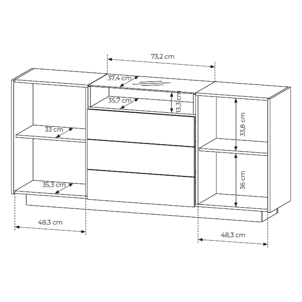 Madia Haleli, Credenza 3 Cassetti, 176x40x83h cm Marrone Chiaro