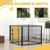Recinto per Cani di piccola taglia con 6 pannelli per esterni e Interni, 82.5-150x79x61cm Metallo